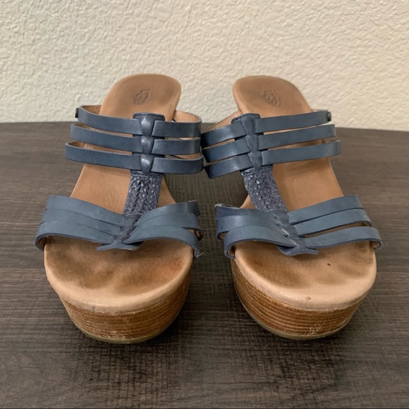 UGG blue leather wedge sandals size 7.5 - Picture 6 of 13
